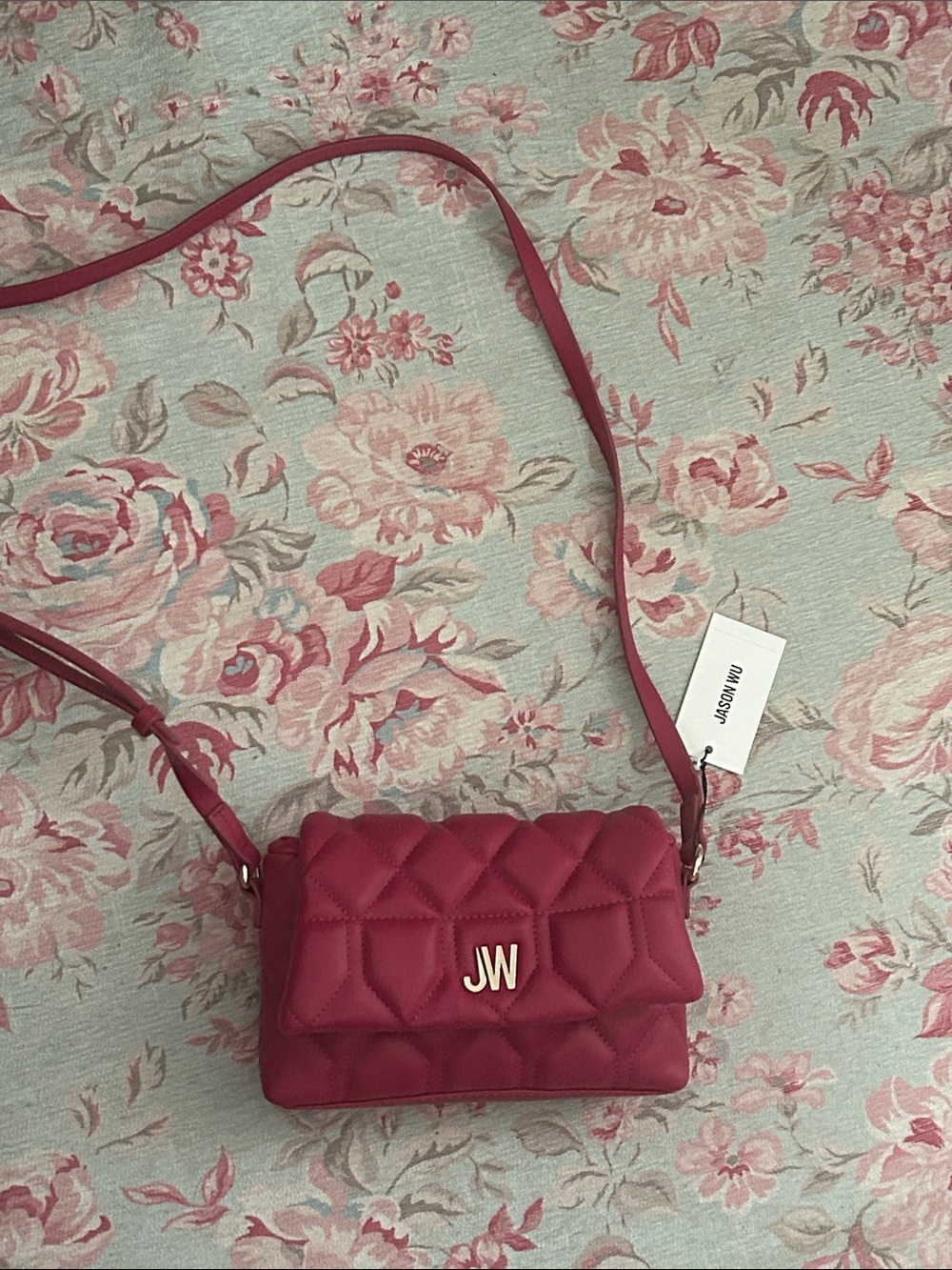 Jason Wu Quilted Crossbody in Rose Red with JW Logo